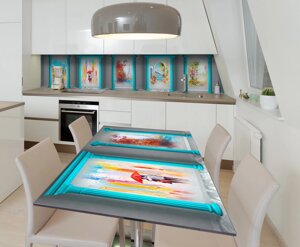 Наліпка 3Д виниловая на стол Zatarga «Окна во Францию» 600х1200 мм для домов, квартир, столов, кофейн, кафе
