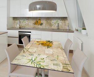 Наліпка 3Д вінілова на стіл Zatarga «Оливки Олія» 600х1200 мм для будинків, квартир, столів, кофеєнь,