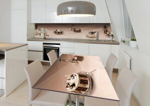 Наклейка 3Д вінілова на стіл Zatarga « Горіховий торт » 600х1200 мм для будинків, квартир, столів, кав'ярень, кафе