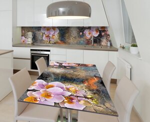 Наліпка 3Д виниловая на стол Zatarga «Орхидея на граните» 600х1200 мм для домов, квартир, столов, кофейн,