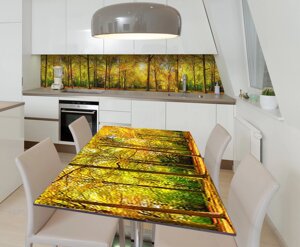 Наліпка 3Д вінілова на стіл Zatarga «Осінній ліс» 600х1200 мм для будинків, квартир, столів, кофеєнь,