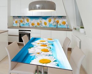 Наліпка 3Д виниловая на стол Zatarga «Панно из ромашек» 600х1200 мм для домов, квартир, столов, кофейн, кафе