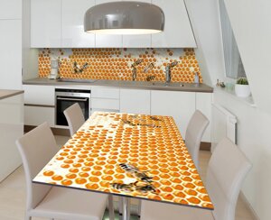 Наклейка 3Д вінілова на стіл Zatarga «Бджолині стільники» 600х1200 мм для будинків, квартир, столів, кав'ярень, кафе