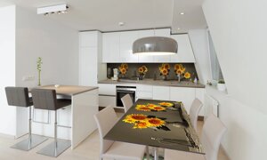 Наліпка 3Д вінілова на стіл Zatarga «Соняшники букет» 600х1200 мм для будинків, квартир, столів,