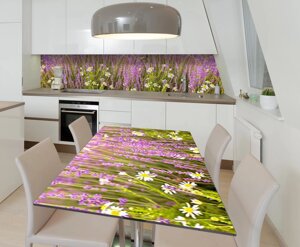 Наліпка 3Д вінілова на стіл Zatarga «Польові квіти» 600х1200 мм для будинків, квартир, столів, кофеєнь,