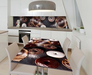 Наліпка 3Д вінілова на стіл Zatarga «Пончики в глазурі» 600х1200 мм для будинків, квартир, столів, кофеєнь,