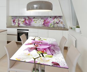 Наліпка 3Д вінілова на стіл Zatarga «Пишні Орхідеї» 600х1200 мм для будинків, квартир, столів, кофеєнь,