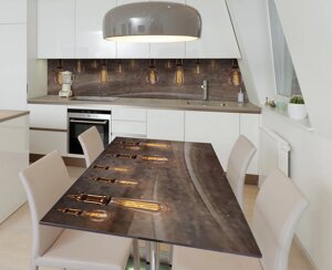 Наклейка 3Д вінілова на стіл Zatarga «Ретро лампи» 600х1200 мм для будинків, квартир, столів, кав'ярень, кафе