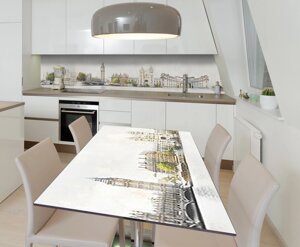 Наліпка 3Д вінілова на стіл Zatarga «Ретро Лондон» 650х1200 мм для будинків, квартир, столів, кав'ярень