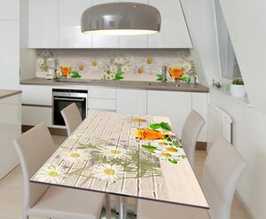 Наклейка 3Д вінілова на стіл Zatarga «Ромашковий чай 3Д» 600х1200 мм для будинків, квартир, столів,