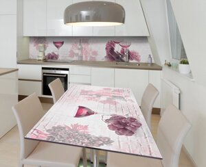 Наліпка 3Д вінілова на стіл Zatarga «Рожевий виноград» 600х1200 мм для будинків, квартир, столів, кофеєнь,