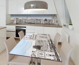 Наклейка 3Д вінілова на стіл Zatarga «Сірий Місто» 600х1200 мм для будинків, квартир, столів, кав'ярень,
