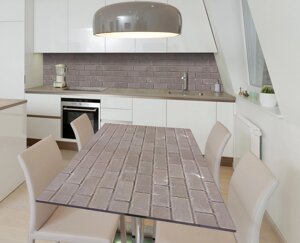 Наклейка 3Д вінілова на стіл Zatarga «Сірий цегла» 600х1200 мм для будинків, квартир, столів, кав'ярень, кафе