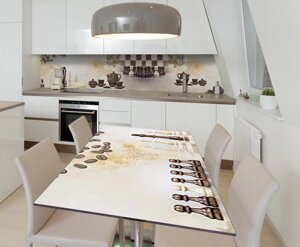 Наліпка 3Д вінілова на стіл Zatarga «Шахова церемонія» 600х1200 мм для будинків, квартир, столів, кофеєнь,