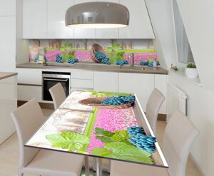 Наліпка 3Д вінілова на стіл Zatarga «Синій виноград» 600х1200 мм для будинків, квартир, столів, кофеєнь,