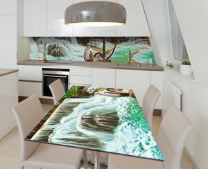 Наліпка 3Д виниловая на стол Zatarga «Сокол у водопада» 600х1200 мм для домов, квартир, столов, кофейн, кафе