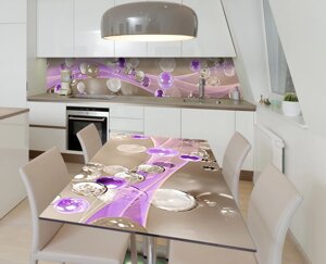 Наклейка 3Д вінілова на стіл Zatarga «Скляні краплі» 600х1200 мм для будинків, квартир, столів, кав'ярень, кафе