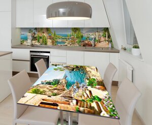 Наліпка 3Д виниловая на стол Zatarga «Столик у озера» 650х1200 мм для домов, квартир, столов, кофейн, кафе