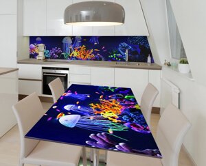 Наклейка 3Д вінілова на стіл Zatarga « Повітряні медузи» 600х1200 мм для будинків, квартир, столів, кав'ярень, кафе