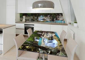 Наклейка 3Д вінілова на стіл Zatarga « Таємні водоспади » 600х1200 мм для будинків, квартир, столів, кав'ярень, кафе