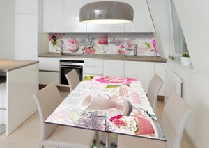 Наліпка 3Д виниловая на стол Zatarga «Торт из Парижа» 600х1200 мм для домов, квартир, столов, кофейн, кафе