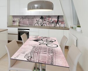 Наліпка 3Д виниловая на стол Zatarga «Велопрогулка по Парижу» 600х1200 мм для домов, квартир, столов, кофейн,