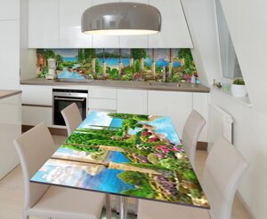 Наліпка 3Д виниловая на стол Zatarga «Вид на бирюзовую лагуну» 650х1200 мм для домов, квартир, столов,