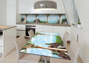 Наліпка 3Д виниловая на стол Zatarga «Вид на бухту» 600х1200 мм для домов, квартир, столов, кофейн, кафе