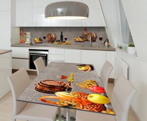 Наклейка 3Д вінілова на стіл Zatarga « Винний діспенсер » 600х1200 мм для будинків, квартир, столів, кав'ярень, кафе