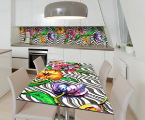 Наліпка 3Д виниловая на стол Zatarga «Витражи на стекле» 600х1200 мм для домов, квартир, столов, кофейн, кафе