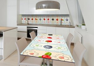 Наклейка 3Д вінілова на стіл Zatarga « Ягідні серветки » 600х1200 мм для будинків, квартир, столів, кав'ярень, кафе