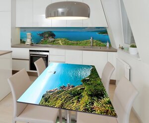 Наліпка 3Д вінілова на стіл Zatarga «Зелене Узбережжі» 600х1200 мм для будинків, квартир, столів,