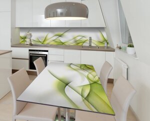 Наліпка 3Д вінілова на стіл Zatarga «Зелені Лінії» 600х1200 мм для будинків, квартир, столів, кофеєнь,