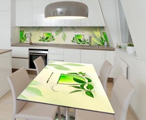 Наліпка 3Д вінілова на стіл Zatarga «Зелений Чай» 600х1200 мм для будинків, квартир, столів, кофеєнь,