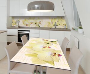 Наліпка 3Д вінілова на стіл Zatarga «Жовті Орхідеї» 600х1200 мм для будинків, квартир, столів, кофеєнь,