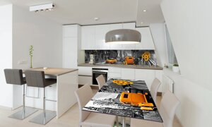 Наклейка 3Д вінілова на стіл Zatarga «Жовтий Кеб» 600х1200 мм для будинків, квартир, столів, кав'ярень, кафе