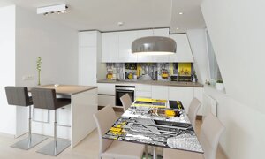 Наліпка 3Д вінілова на стіл Zatarga «Жовтий трамвай Лісабон» 600х1200 мм для будинків, квартир, столів,