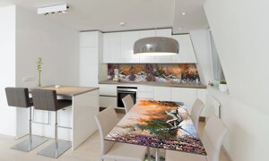 Наліпка 3Д виниловая на стол Zatarga «Зима в деревне» 600х1200 мм для домов, квартир, столов, кофейн,