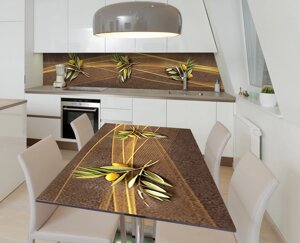 Наліпка 3Д вінілова на стіл Zatarga «Золота оливка» 600х1200 мм для будинків, квартир, столів, кофеєнь, кафе