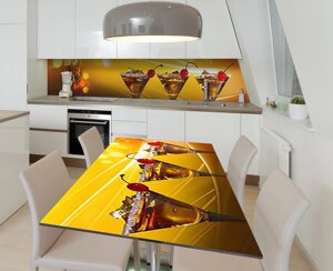 Наліпка 3Д виниловая на стол Zatarga «Золотое трио» 600х1200 мм для домов, квартир, столов, кофейн, кафе