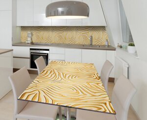 Наклейка 3Д вінілова на стіл Zatarga «Золоті лабіринти» 600х1200 мм для будинків, квартир, столів, кав'ярень, кафе