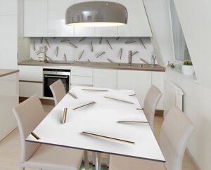 Наклейка 3Д вінілова на стіл Zatarga «Золоті стрижні» 600х1200 мм для будинків, квартир, столів, кав'ярень, кафе