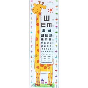 Наклейка на стіну UKC Baby Play дитячий ростомір Жираф з таблицею перевірки зору 78х24 см Різнокольоровий (33020)