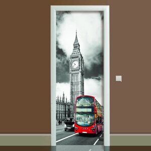 Наліпка на двері Лондон (London) вінілова 3Д Наліпка підходить для декору шкіл і курсів англійської мови