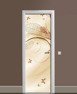 Наліпка на двері Zatarga «Метелики на заході сонця» 650х2000 мм вінілова 3Д Наліпка декор самоклеюча