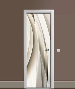 Наліпка на двері Zatarga "Бежева Абстракція 3Д" 650х2000 мм вінілова 3Д Наліпка декор самоклеюча