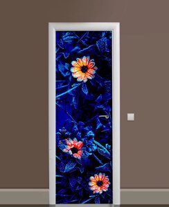 Наліпка на двері Zatarga «Квіти контролю» 650х2000 мм вінілова 3Д Наліпка декор самоклеюча