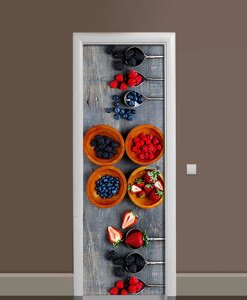 Наклейка на двері Zatarga «Лісові ягоди » 650х2000 мм вінілова 3Д наклейка декор самоклеюча