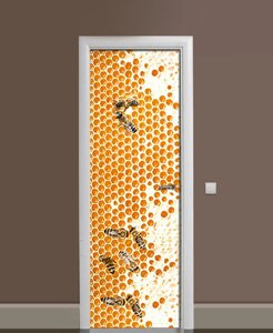 Наклейка на двері Zatarga « Бджолині стільники » 650х2000 мм вінілова 3Д наклейка декор самоклеящаяся