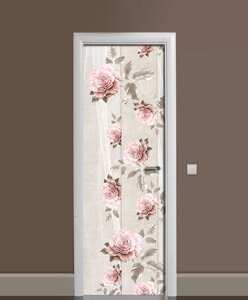 Наліпка на двері Zatarga «Сумні троянди» 650х2000 мм вінілова 3Д Наліпка декор самоклеюча